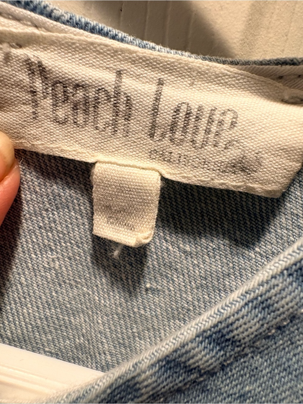 Peach Love California Light Blue Denim Dress with Pink Embroidery - Picture 5 of 5